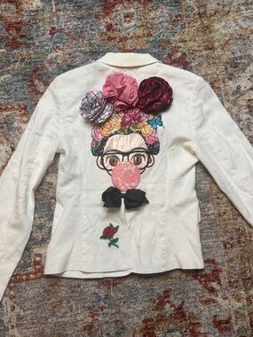 Charles Nolan- Women’s White Embroidered Floral unique artist inspired Jacket